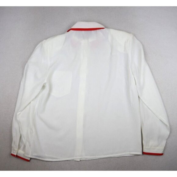 VINTAGE WOMEN'S SHEER WHITE LONG SLEEVE BUTTON-UP BLOUSE - JORDAN - SIZE 14 - Picture 11 of 11